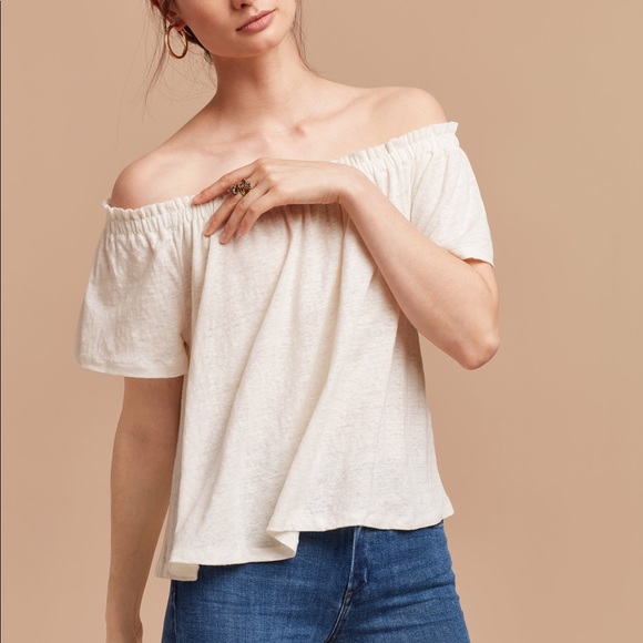 Wilfred Tops - Wilfred Satre T-Shirt Off The Shoulder Linen Boho